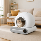 Automatisk kattlåda med appstyrning, i hemmiljö