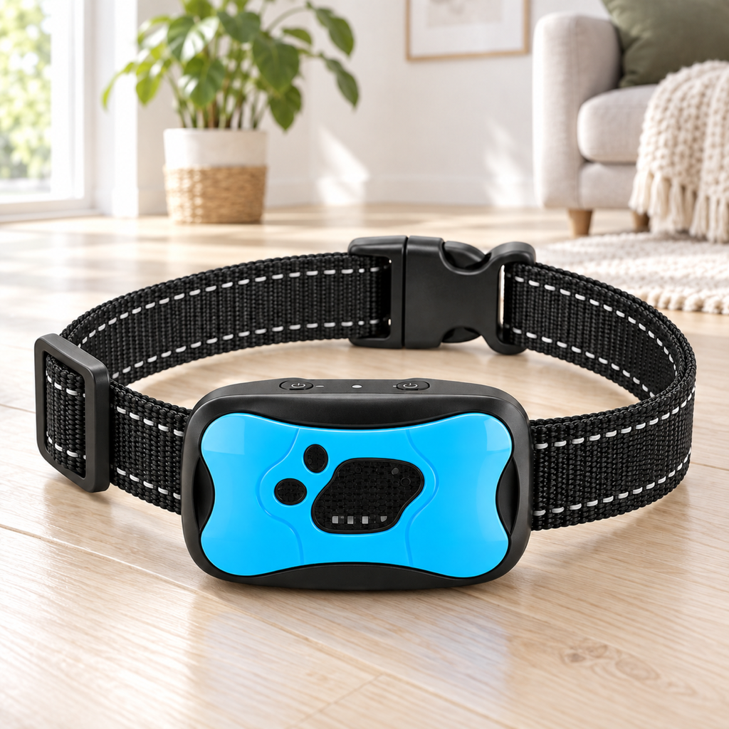 Automatiskt antiskällhalsband med ljud och vibration – miljobild vardagsrum